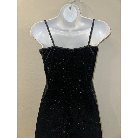 VTG 90's y2k Velvet liquid latex splattered bodycon Goth Dress Dark Fairy Prom M - Picture 9 of 11